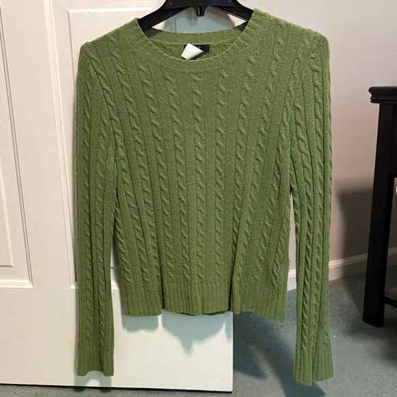 J.CREW Green Cable Knit Sweater - Picture 1 of 6